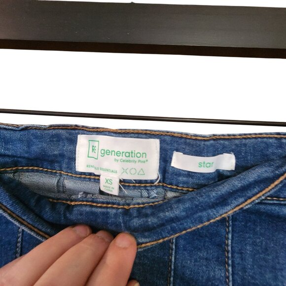 Regeneration XS Pleated Denim Mini Skirt With Frayed Hem - Picture 3 of 3